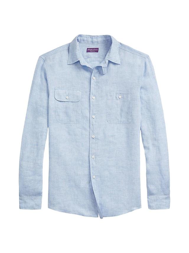 Mens Chambray Linen Long-Sleeve Shirt Product Image