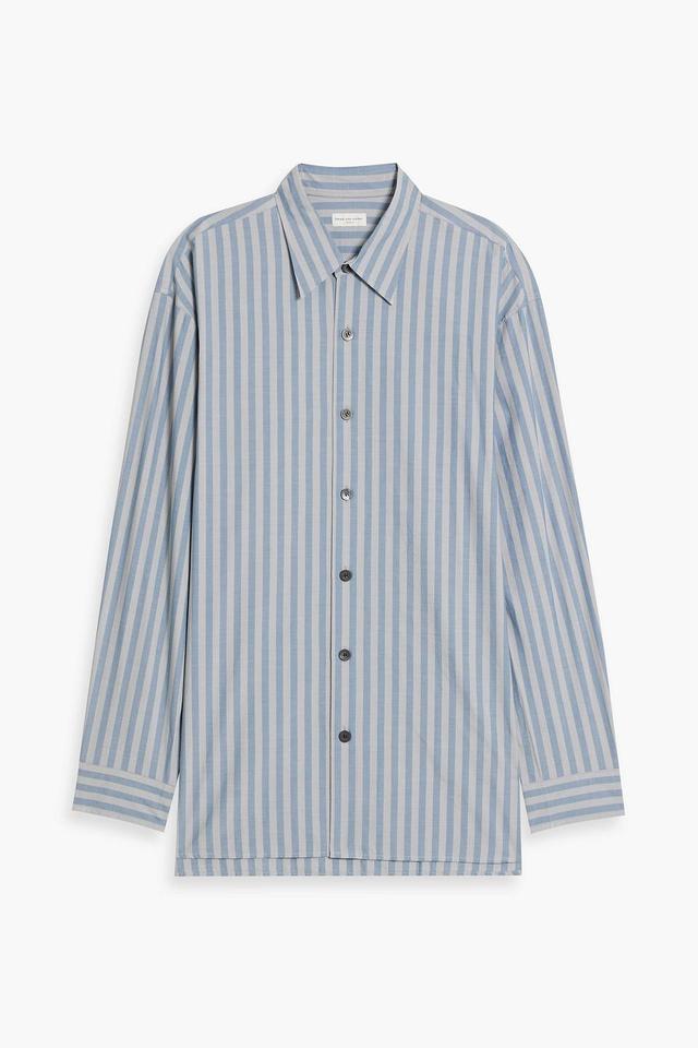 Striped Cotton-poplin Shirt In Light Blue Product Image