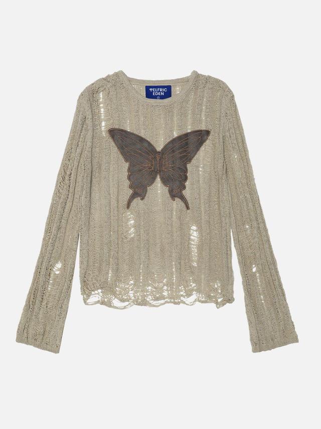 Aelfric Eden Embroidery Butterfly Cut-Out Sweater Female Product Image