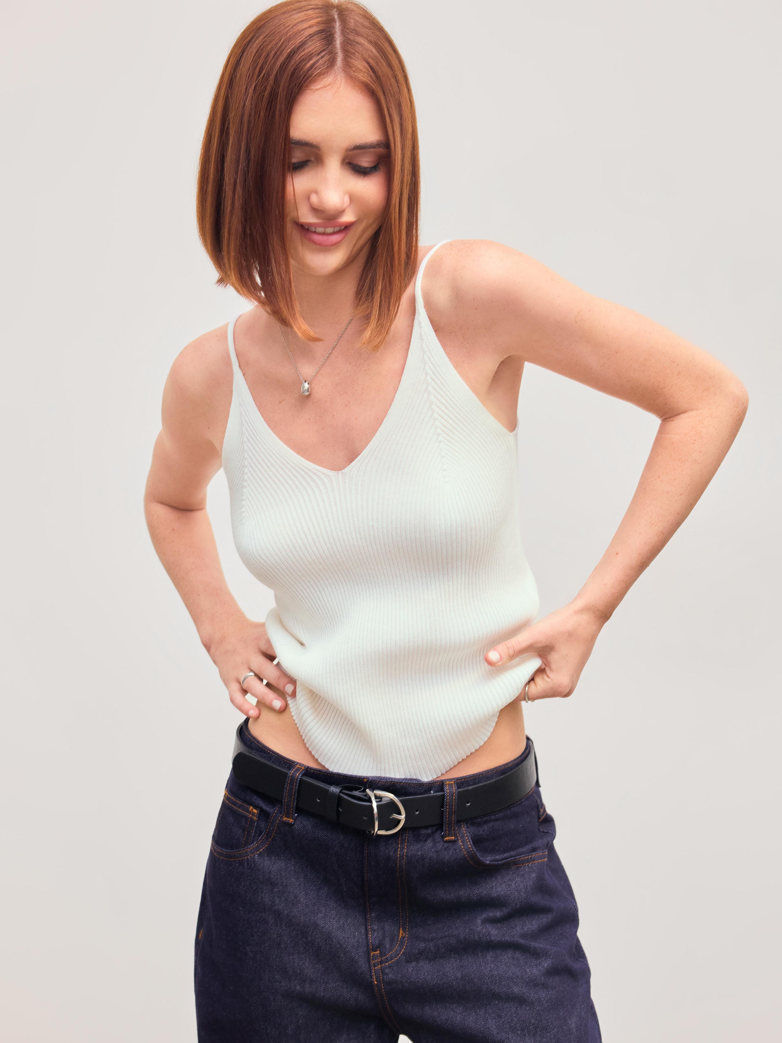 Knit V-neck Solid Cami Top product image