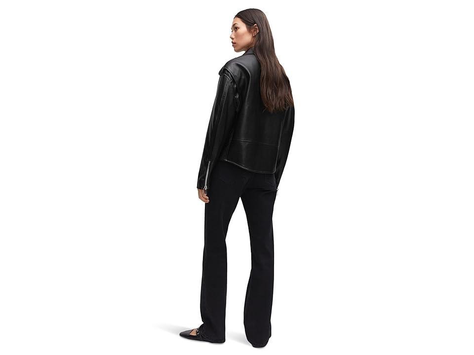 MANGO Faux Shearlling Trim Faux Leather Jacket Product Image