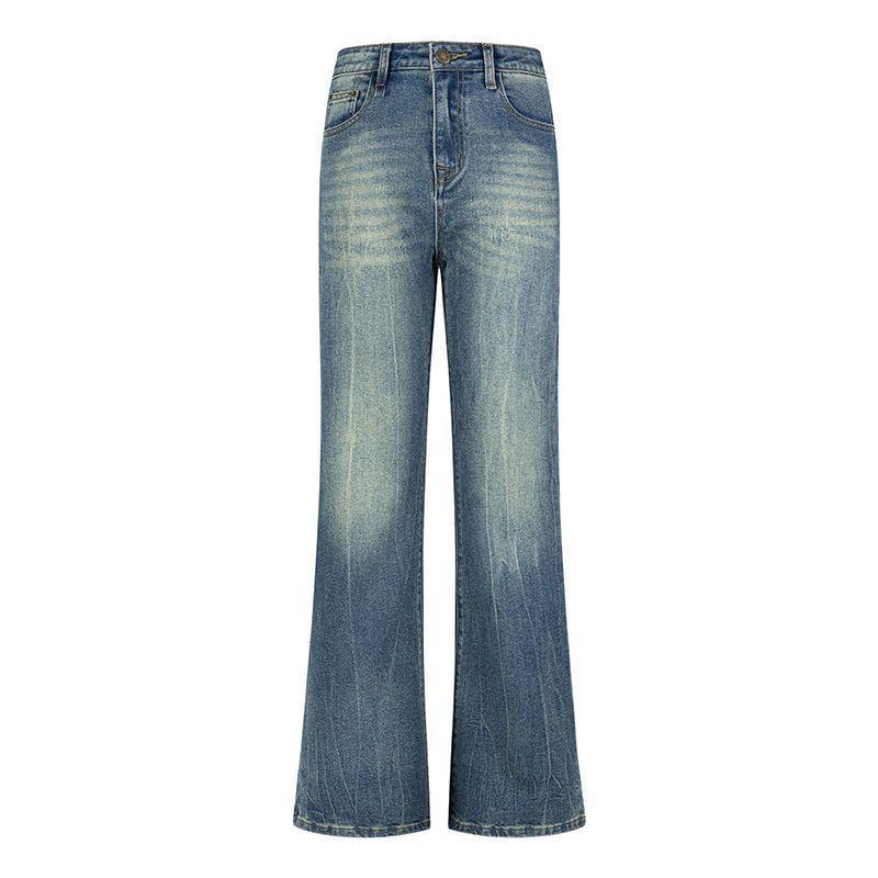 Mid Waist Washed Flared Jeans (Various Designs) Product Image