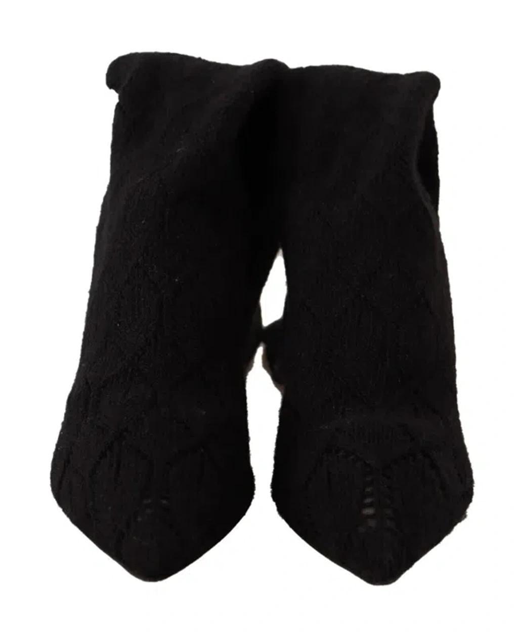 DOLCE & GABBANA Black Stretch Socks Knee High Booties Shoes Product Image