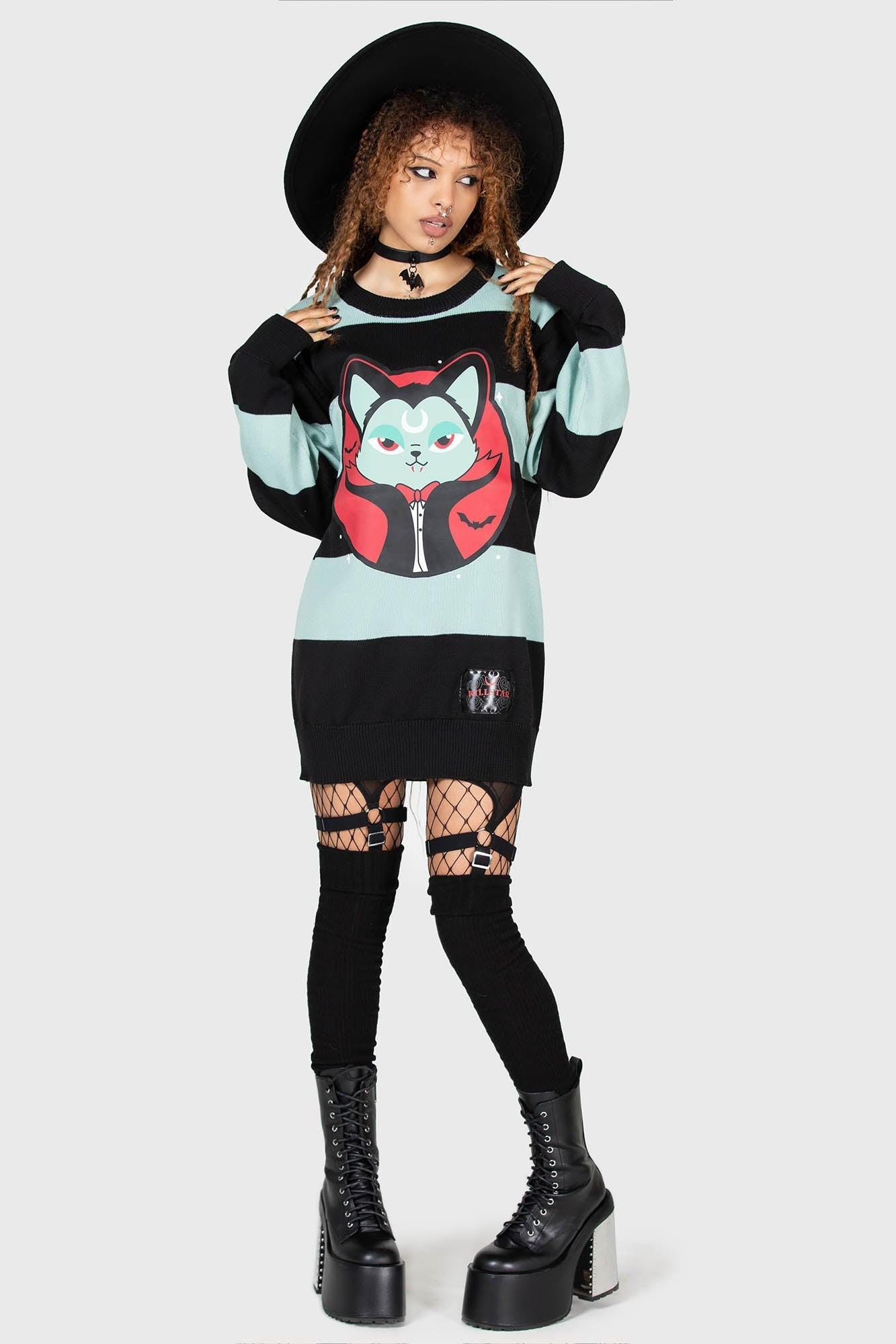 Vampurr Stripe Sweater [MINT] Female Product Image