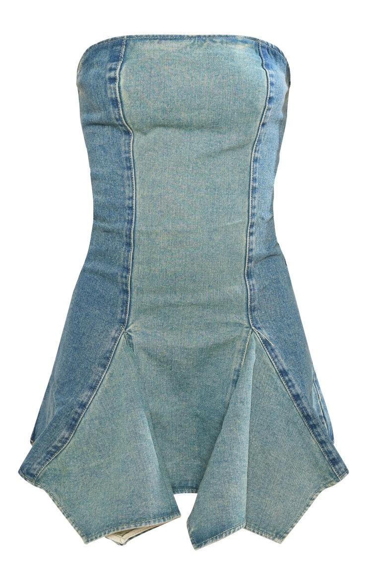 Vintage Wash Distressed Seam Detail Mini Dress Product Image