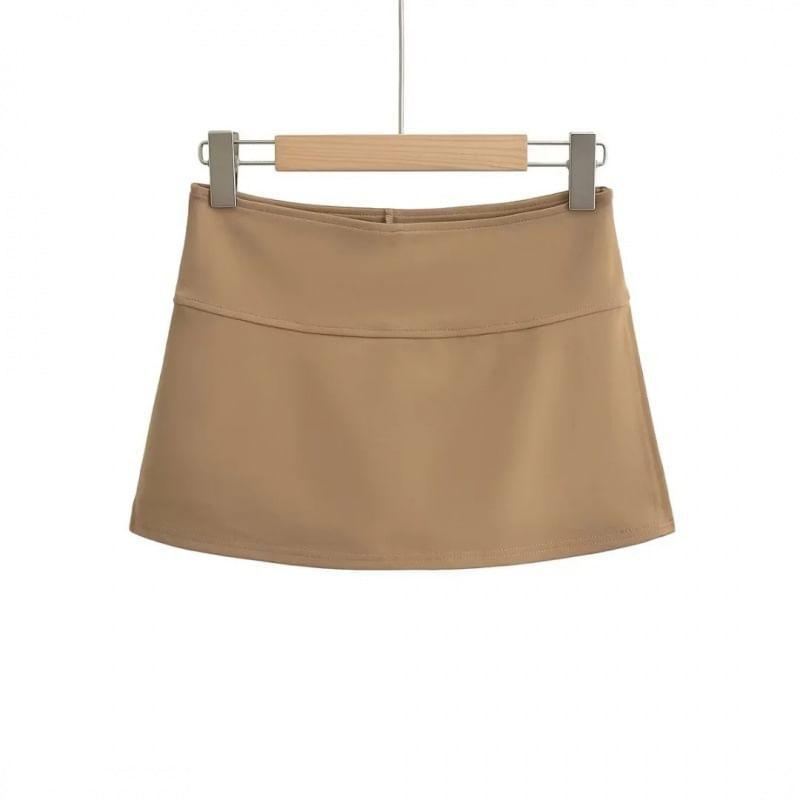 High Rise Plain A-Line Mini Skirt Product Image