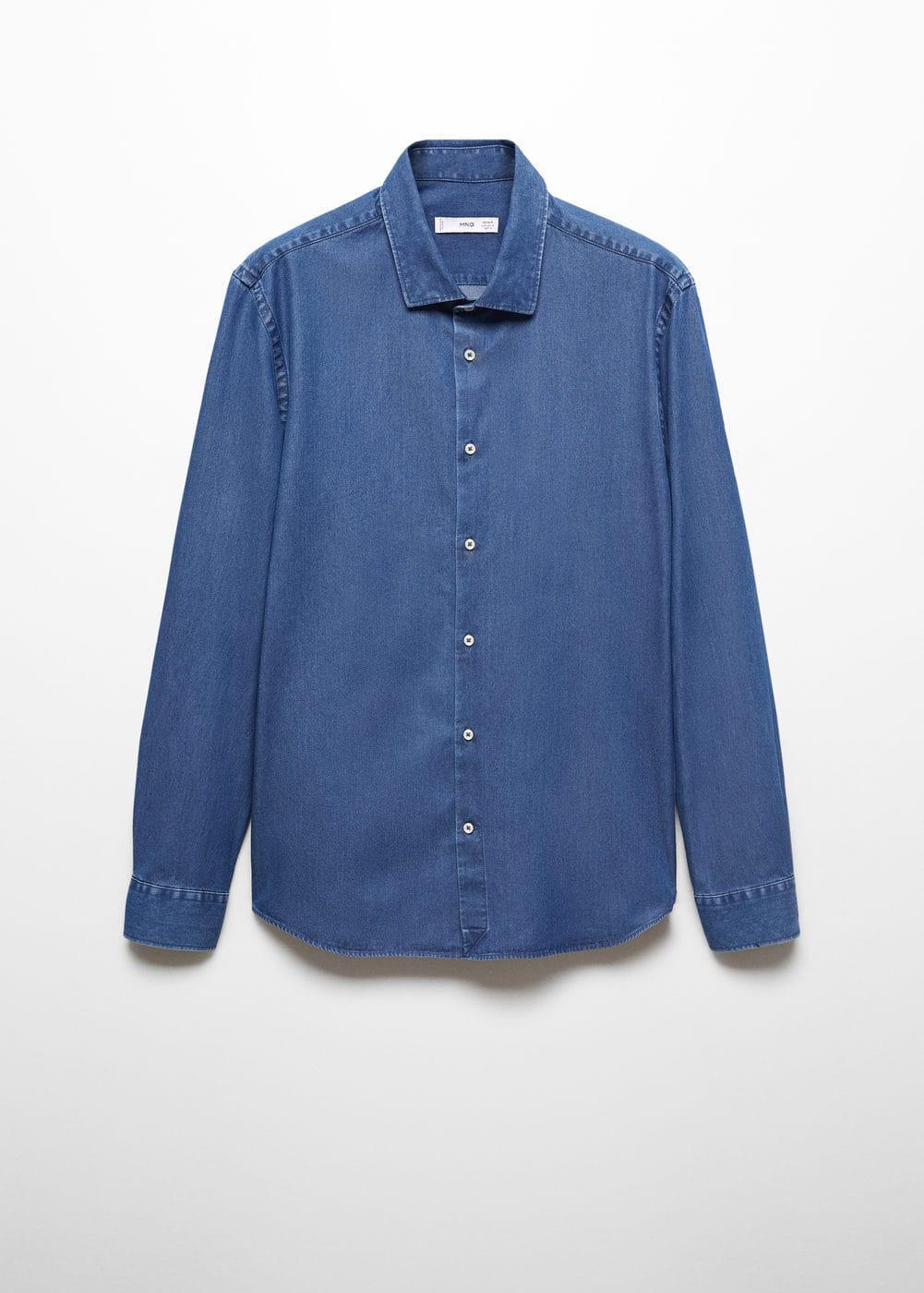 Mango Mens Regular-Fit Cotton Chambray Shirt Product Image