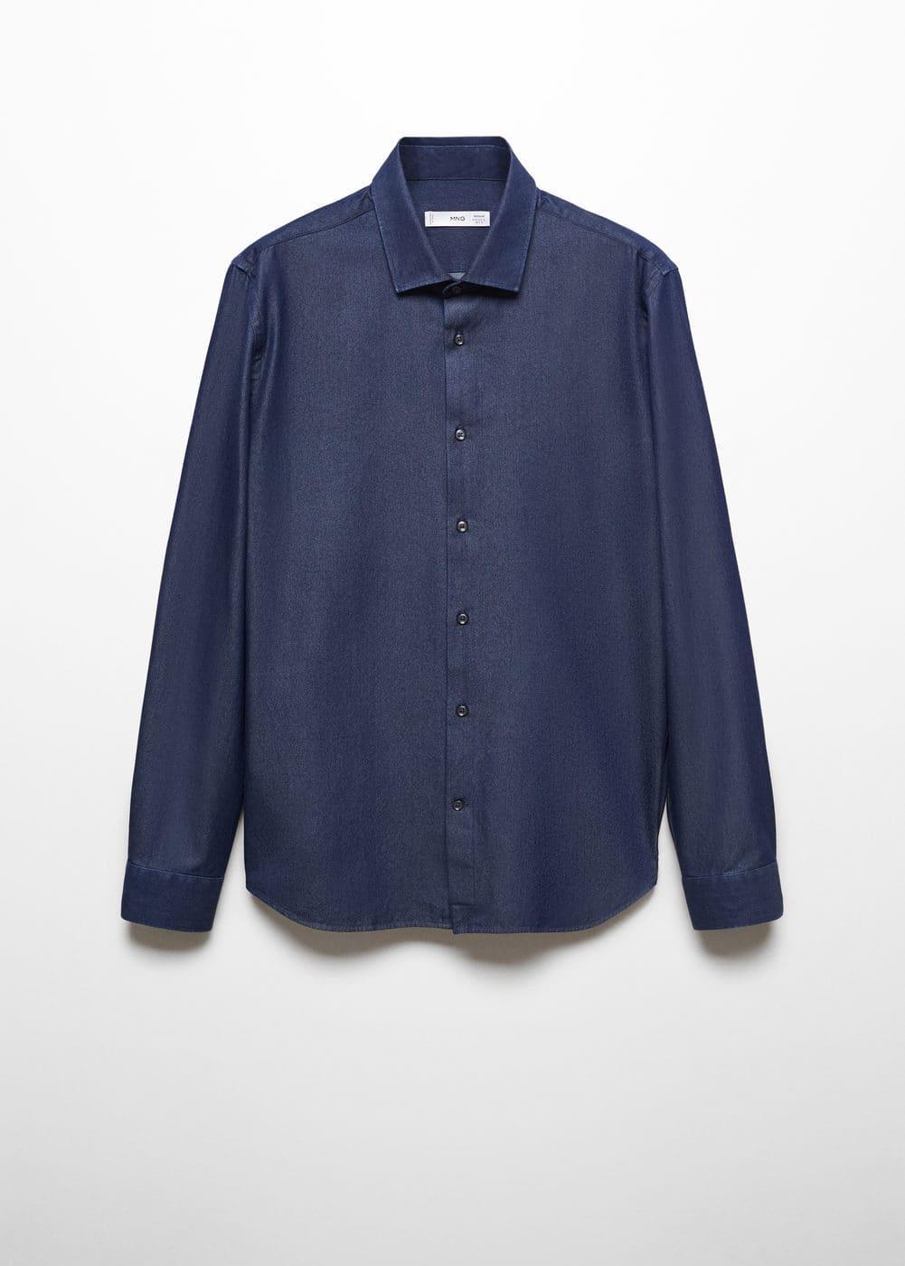 MANGO MAN - Regular-fit cotton chambray shirt dark blueMen Product Image