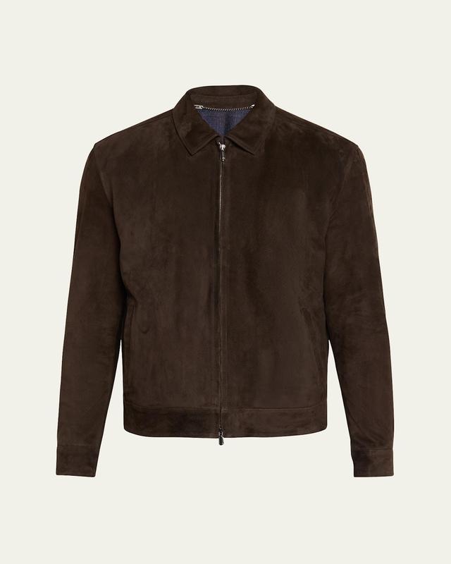 Mens Suede Full-Zip Bomber Jacket Product Image