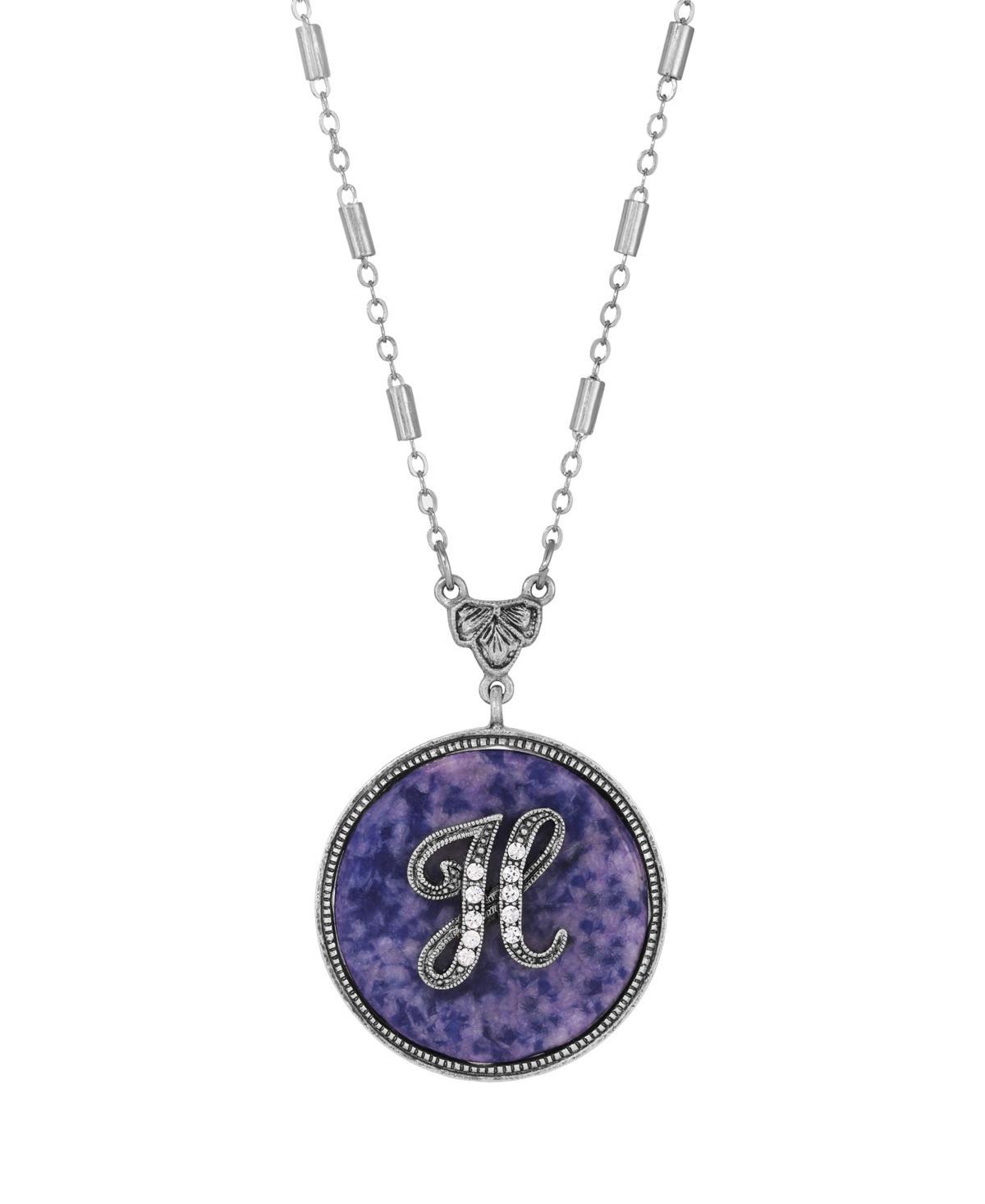 1928 Silver Tone Round Initial Pendant Necklace, Womens Product Image