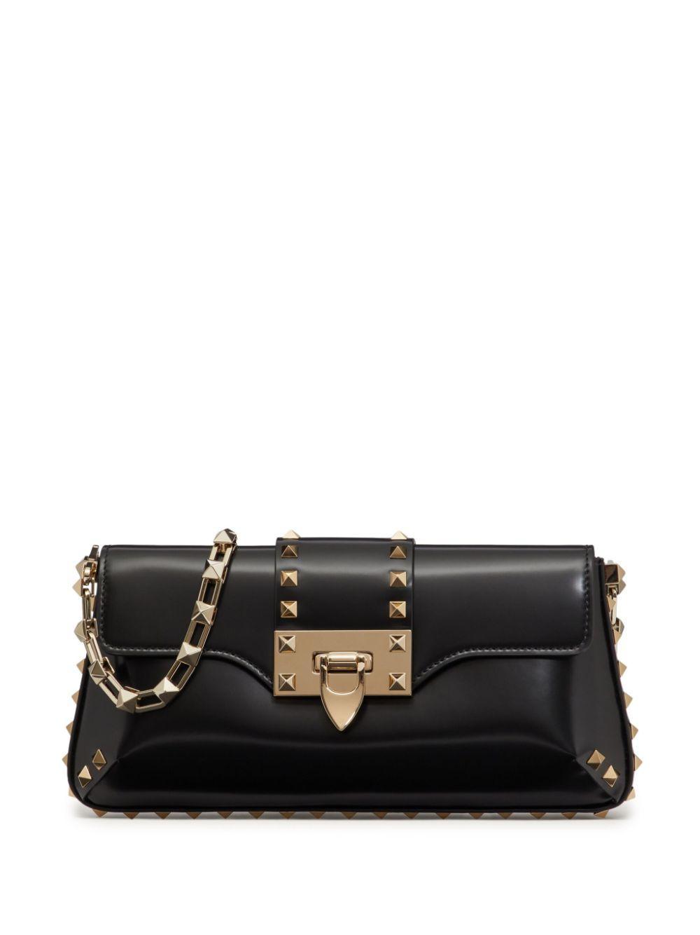 VALENTINO GARAVANI Rockstud Leather Shoulder Bag In Black Product Image