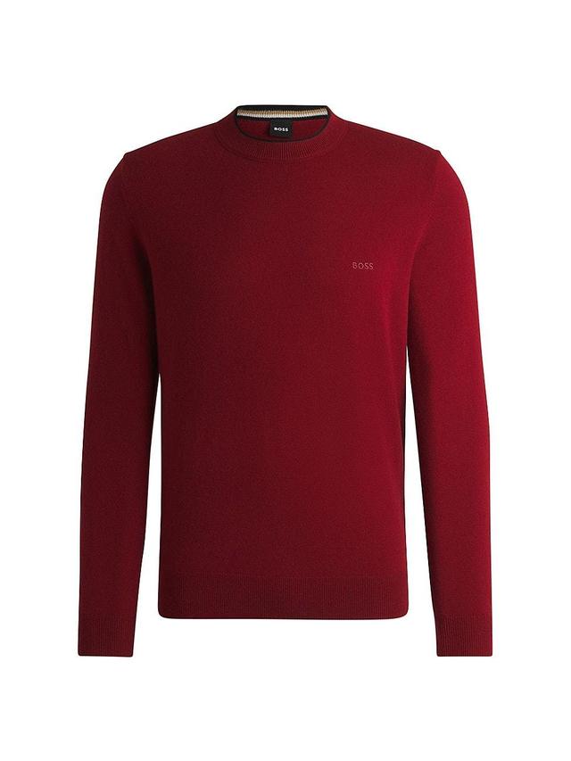 Mens Virgin-Wool Sweater with Embroidered Logo Product Image