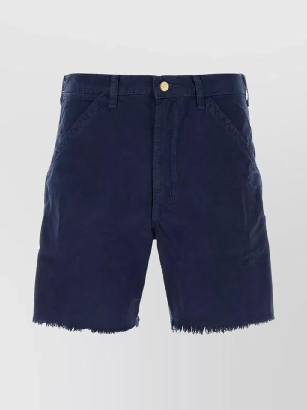 Frayed Hem Bermuda Shorts In Blue Product Image