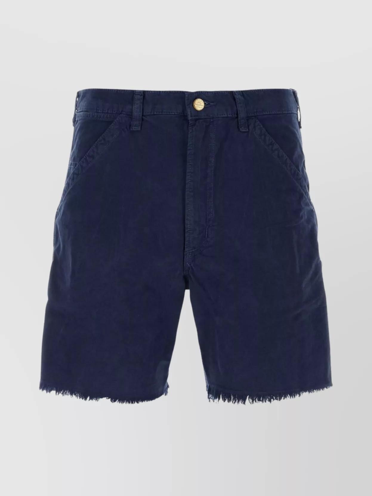 Frayed Hem Bermuda Shorts In Blue Product Image