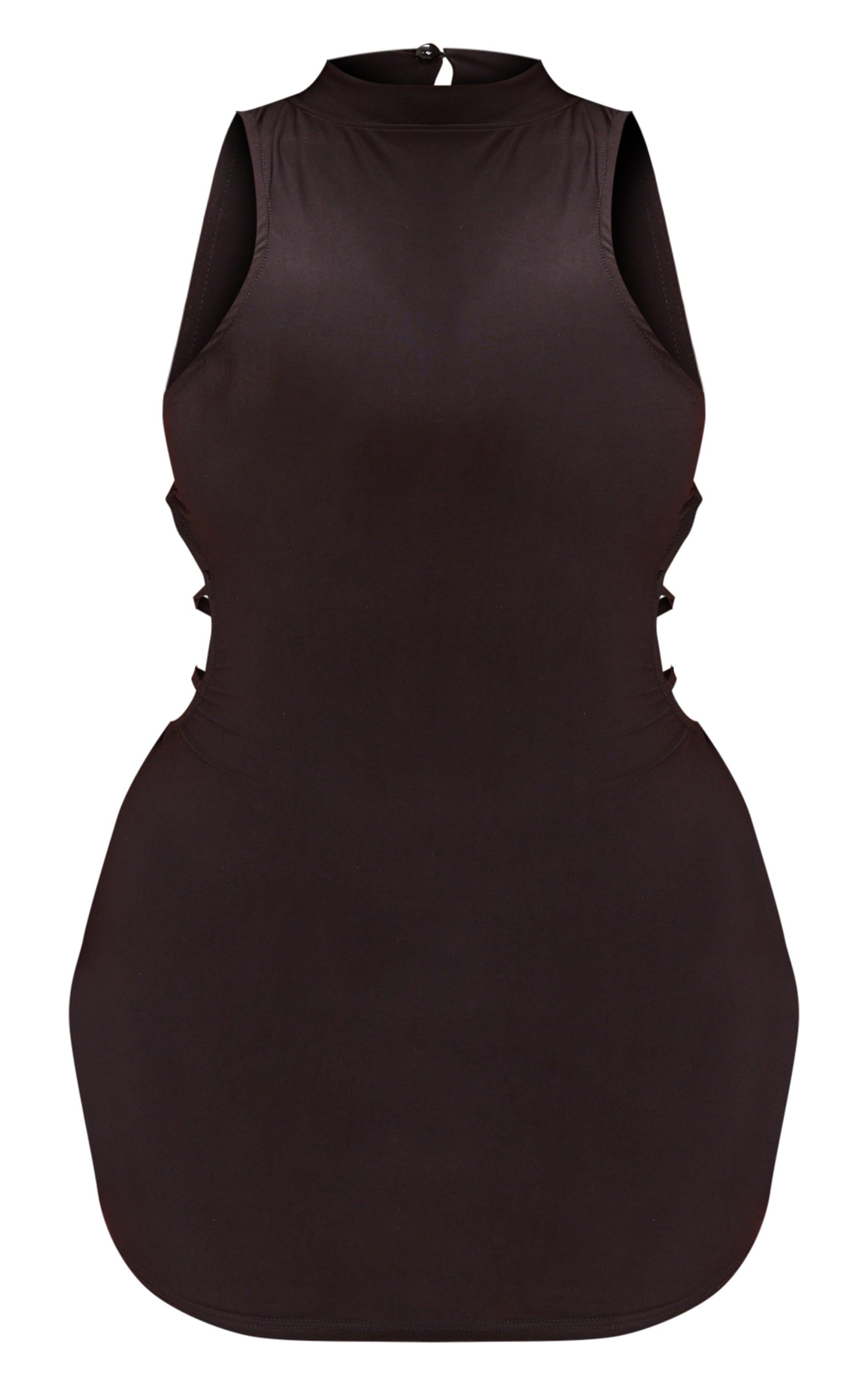  Shape Black Slinky Cut Out Back Detail Bodycon Dress Product Image