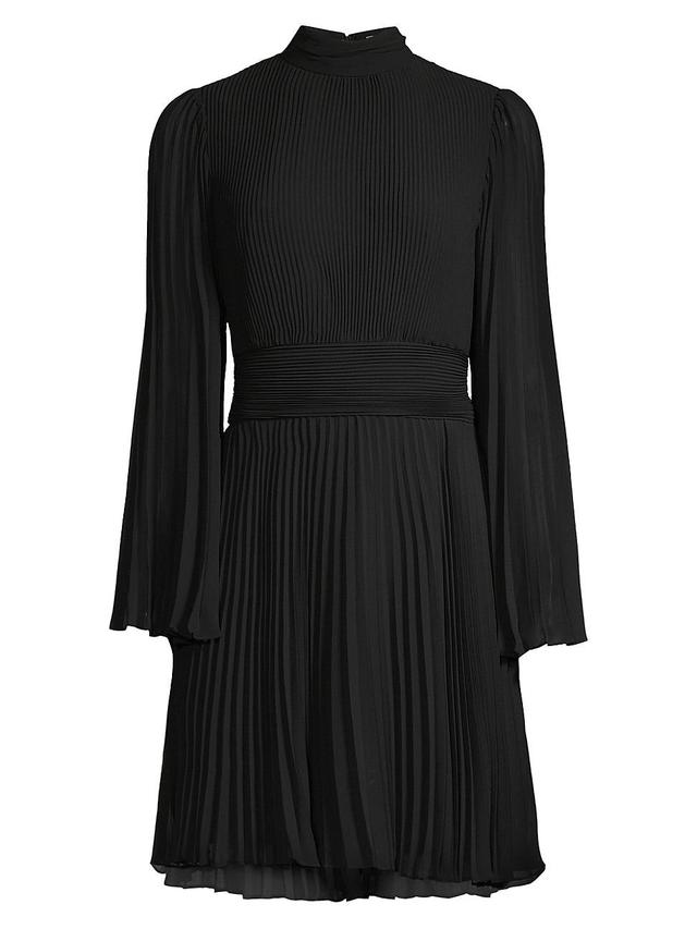 Milly Rosemary Bell Sleeve Pleated Chiffon Dress Product Image