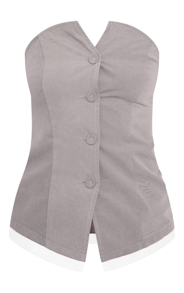 Grey Woven Bandeau Button Up Vest Product Image