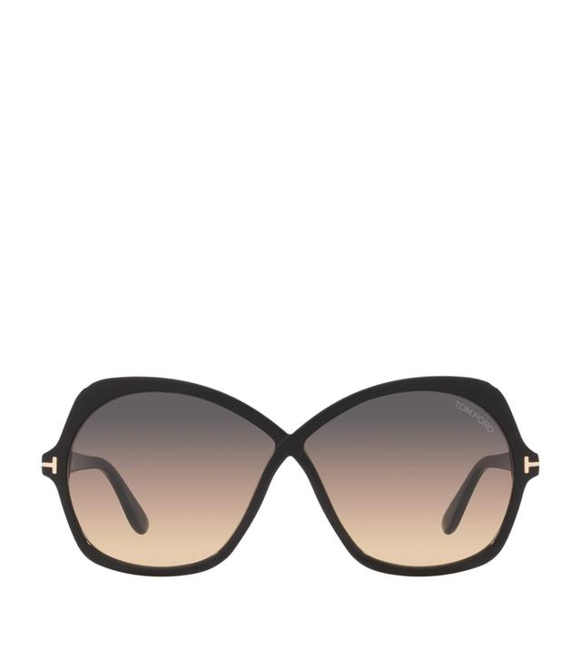 TOM FORD Womens Black Ft1013 Round-frame Acetate Sunglasses In Grey Grad Product Image