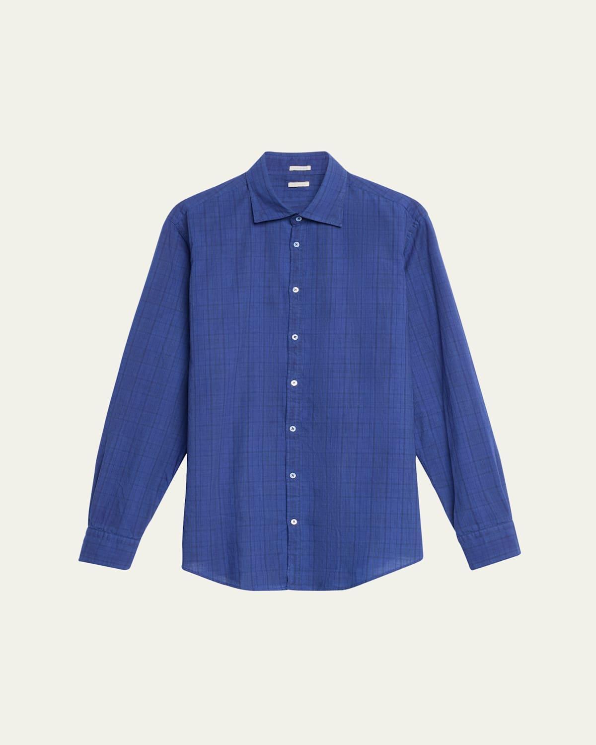 Mens Cotton Macro-Check Sport Shirt Product Image