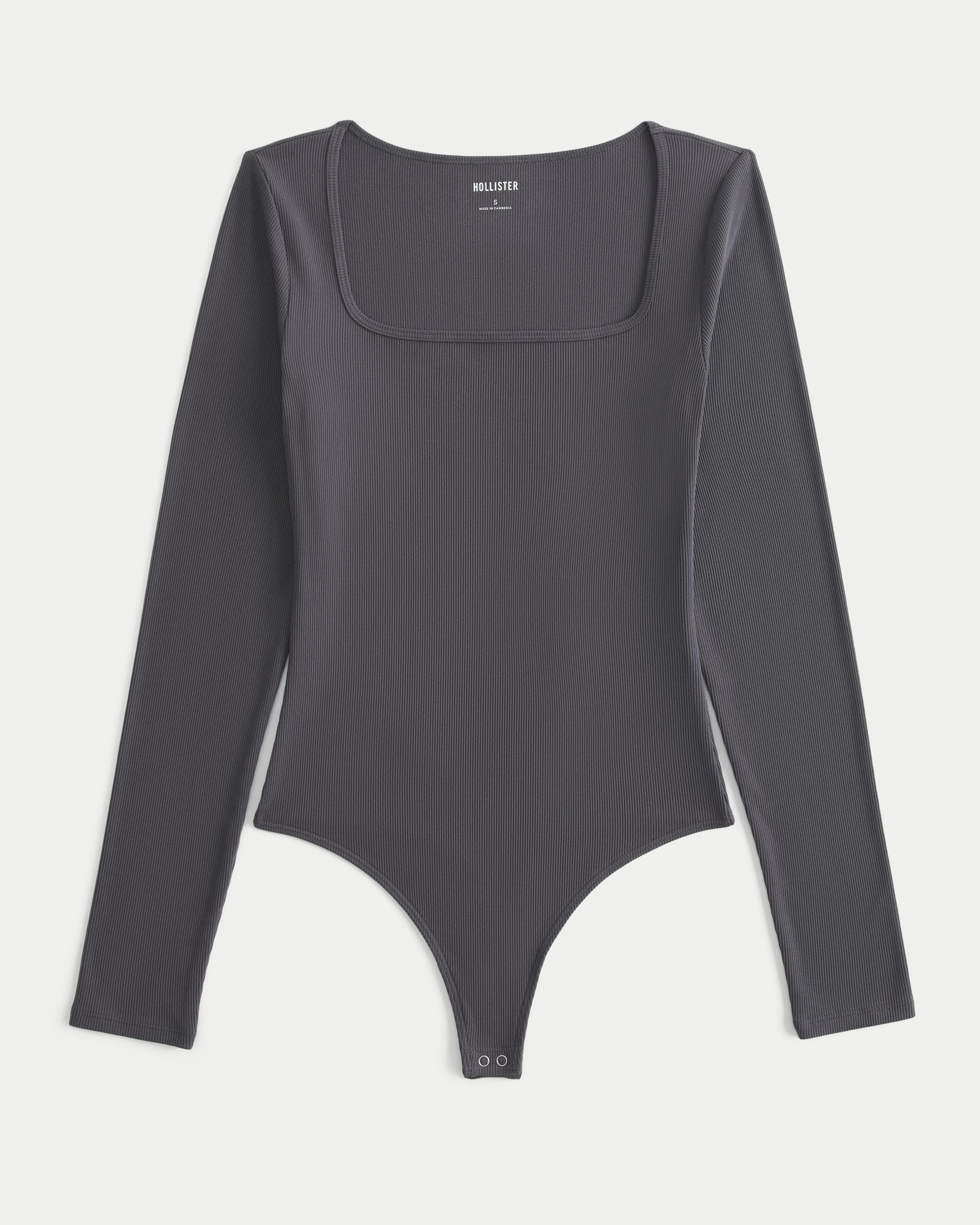 Ribbed Seamless Fabric Square-Neck Bodysuit Product Image