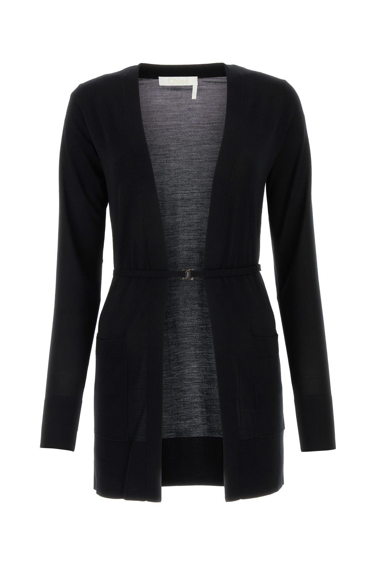 Black Wool Cardigan Product Image