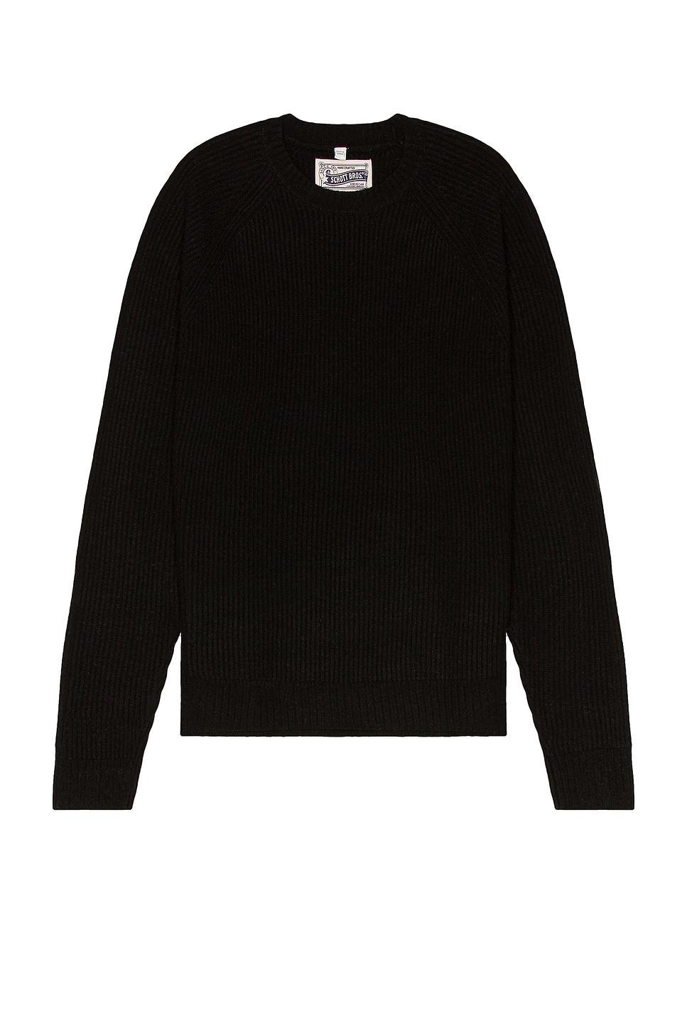 Schott Ribbed Wool Crewneck Sweater in Black - Black. Size M (also in S). Product Image