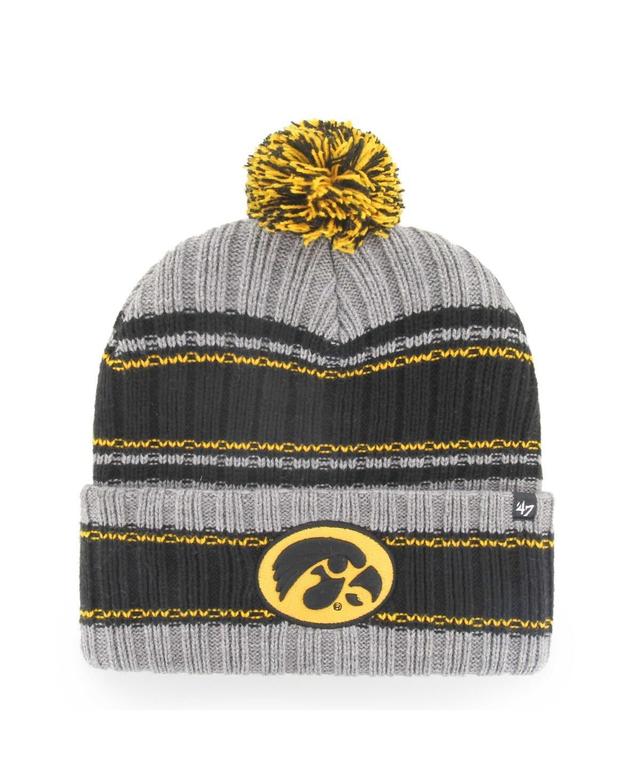 Mens 47 Brand Gray Iowa Hawkeyes Rexford Cuffed Knit Hat with Pom Product Image