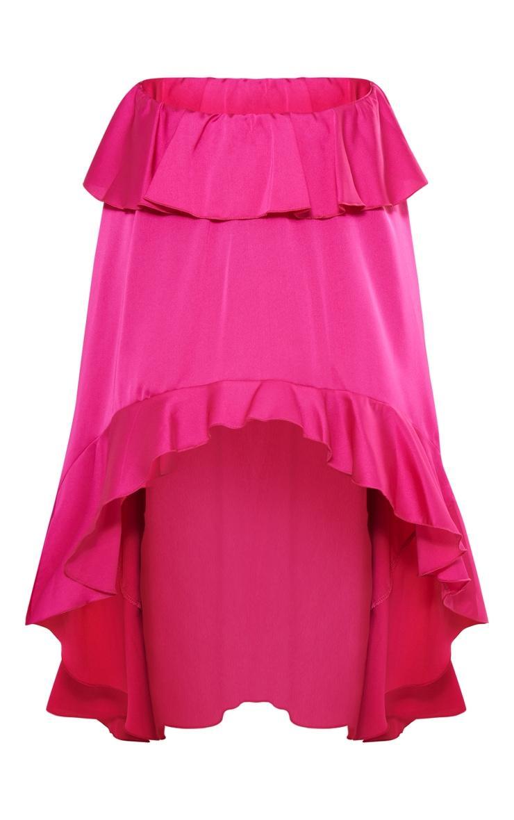 Hot Pink Satin Waterfall Front Maxi Skirt Product Image