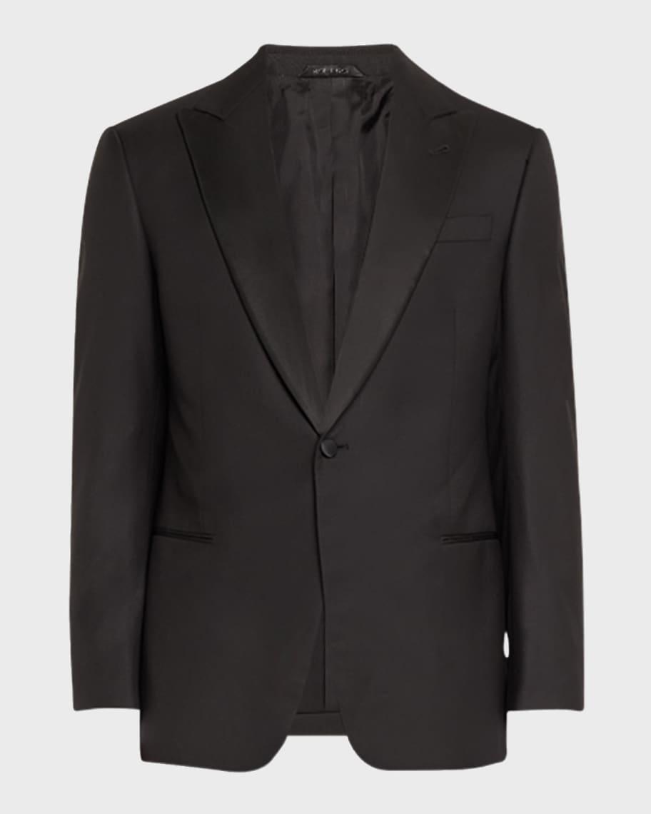 Mens Wool Satin-Lapel Two-Piece Tuxedo Set Product Image