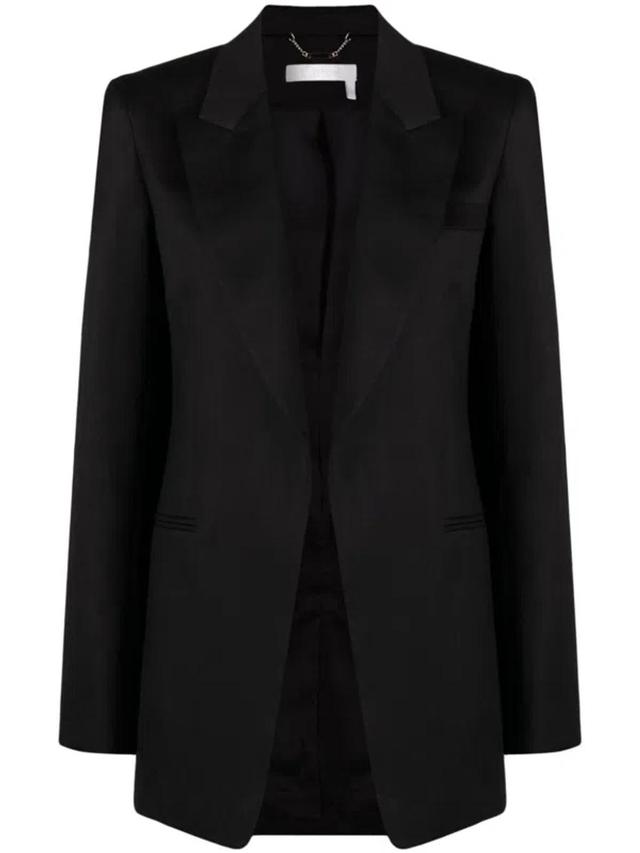 Chloè Single Breasted Silk Blend Wool Jacket In Black Product Image