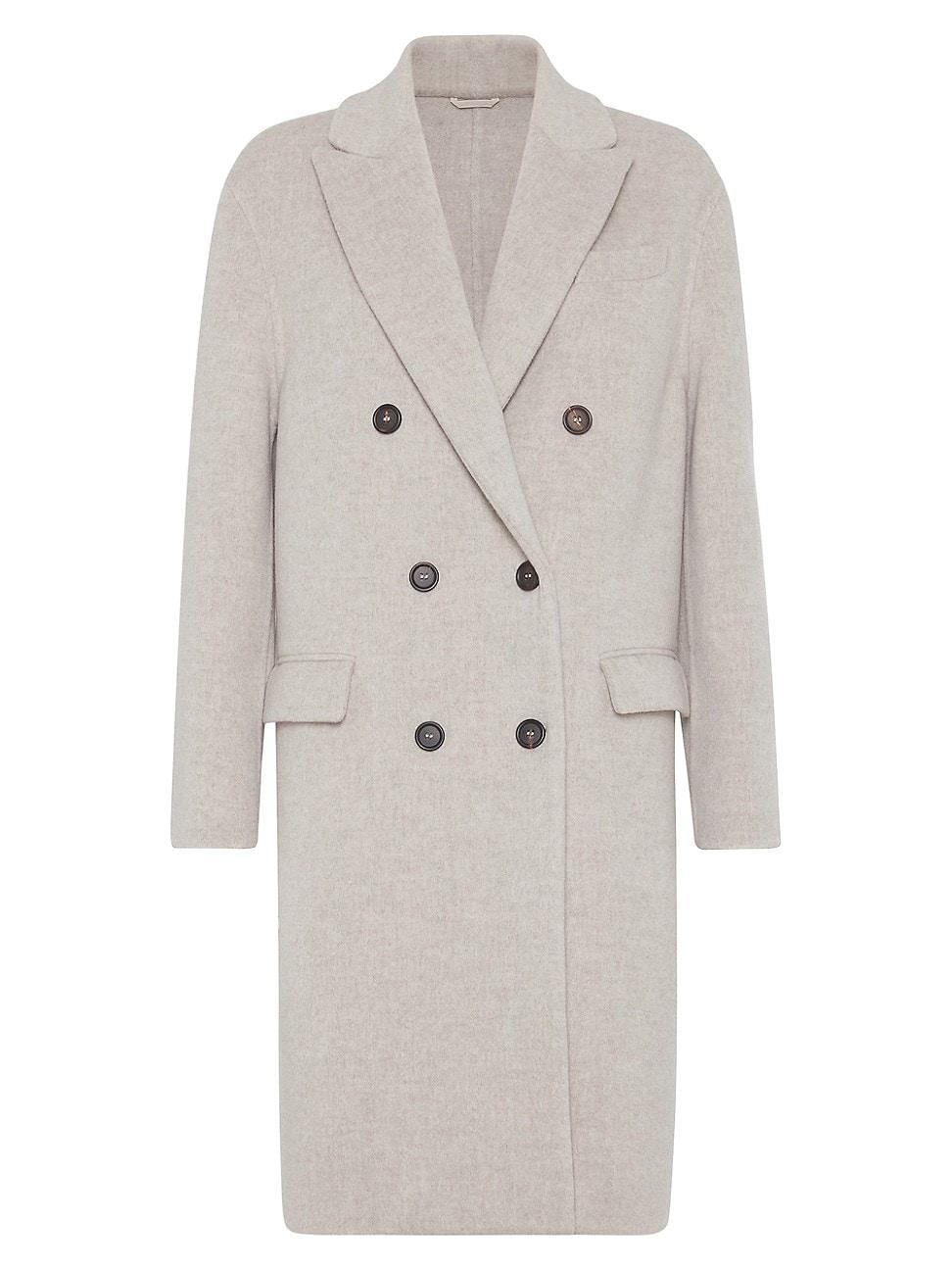 Womens Hand Crafted Virgin Wool and Cashmere Double Cloth Coat Product Image