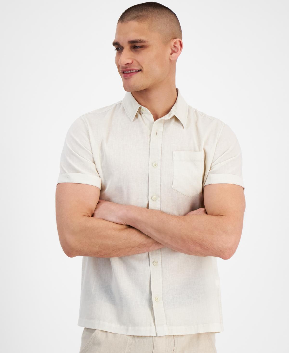 Sun + Stone Mens Blake Linen Chambray Short Sleeve Button-Front Shirt, Created for Macys Product Image