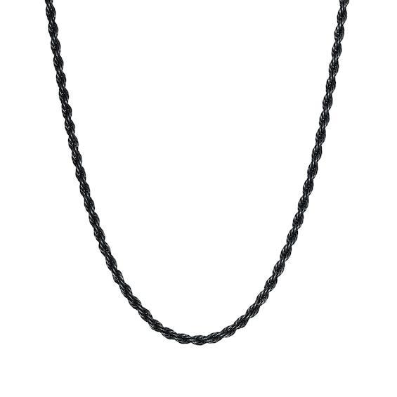 Men's 3.5mm Rope Chain Necklace in Solid Stainless Steel with Black Ion-Plate - 24" Product Image