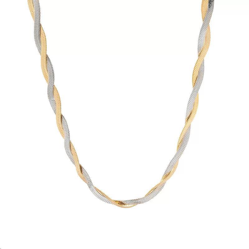 Emberly Two Tone Twisted Snake Chain Short Necklace, Womens, None Product Image