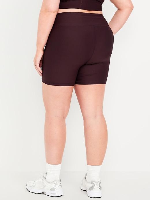 High-Waisted PowerSoft Rib Biker Shorts -- 6-inch inseam Product Image