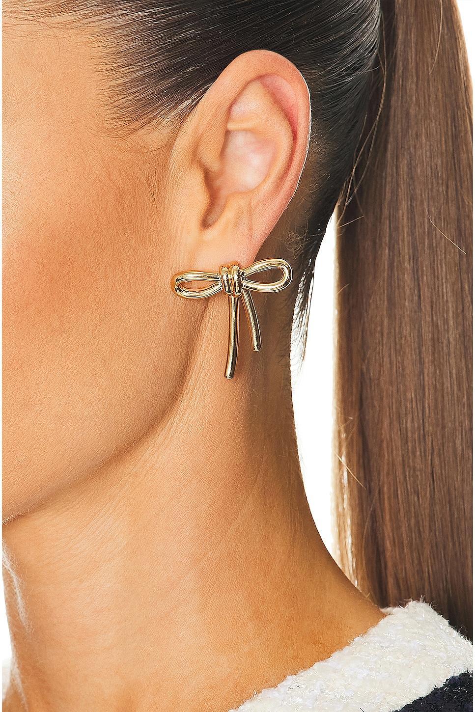 Valentino Garavani Bow Earrings in Metallic Gold Product Image