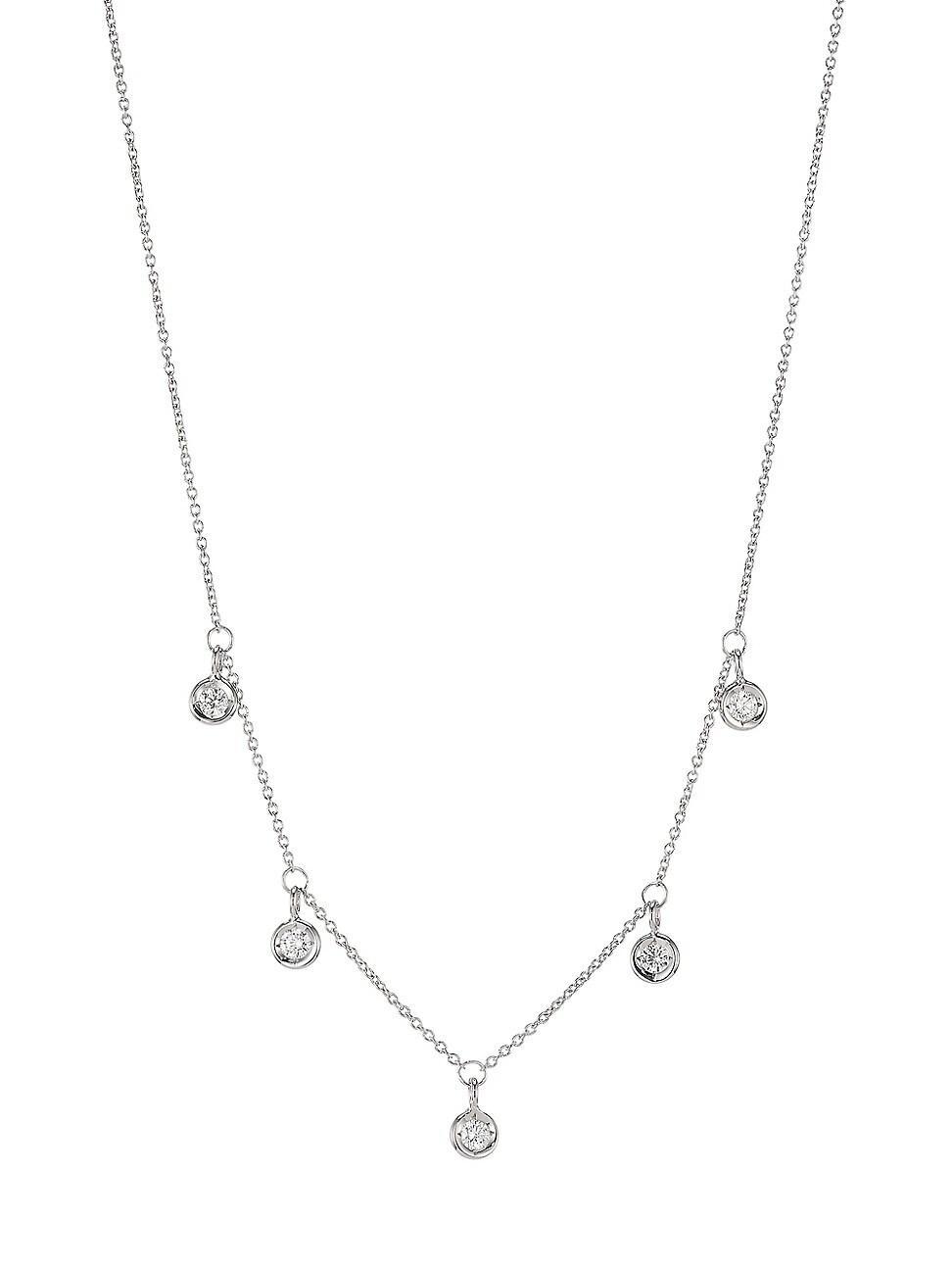 Womens Diamond By The Inch 18K White Gold & Diamond Dangle Necklace Product Image