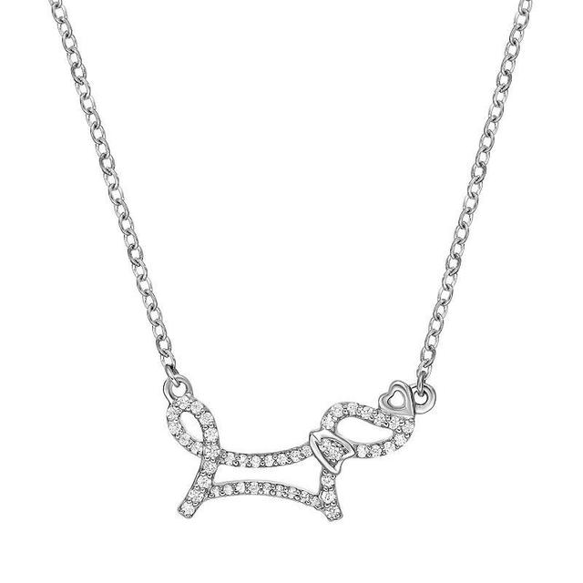 Gemminded Sterling Silver 1/5 Carat T.W. Diamond Dog Pendant Necklace, Womens White Product Image