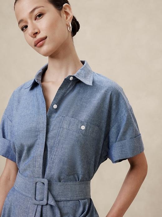 Chambray Midi Shift Shirtdress Product Image