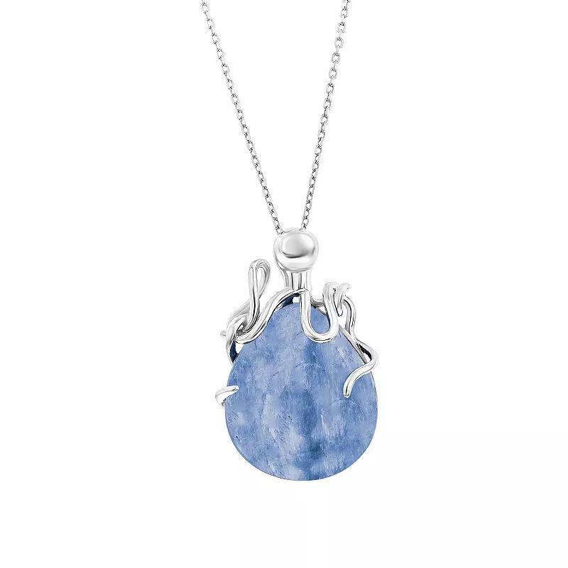 Sterling Silver Pear-Shaped Kyanite Octopus Pendant Necklace Product Image