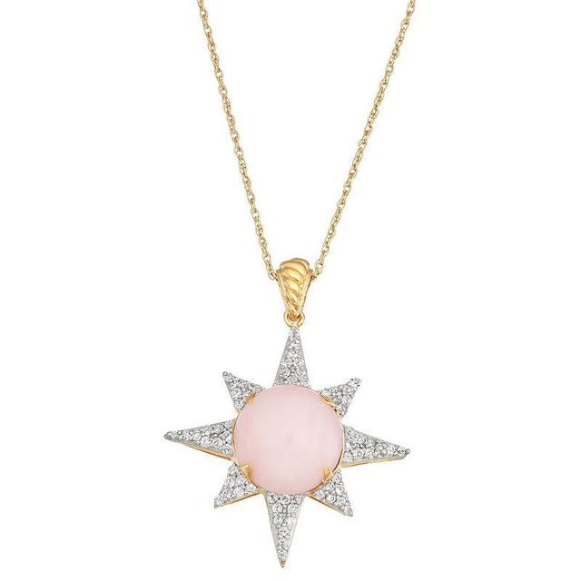 Jewelexcess Pink Opal & White Topaz 14k Gold Over Silver Star Pendant Necklace, Womens 14k Gold Plated Product Image