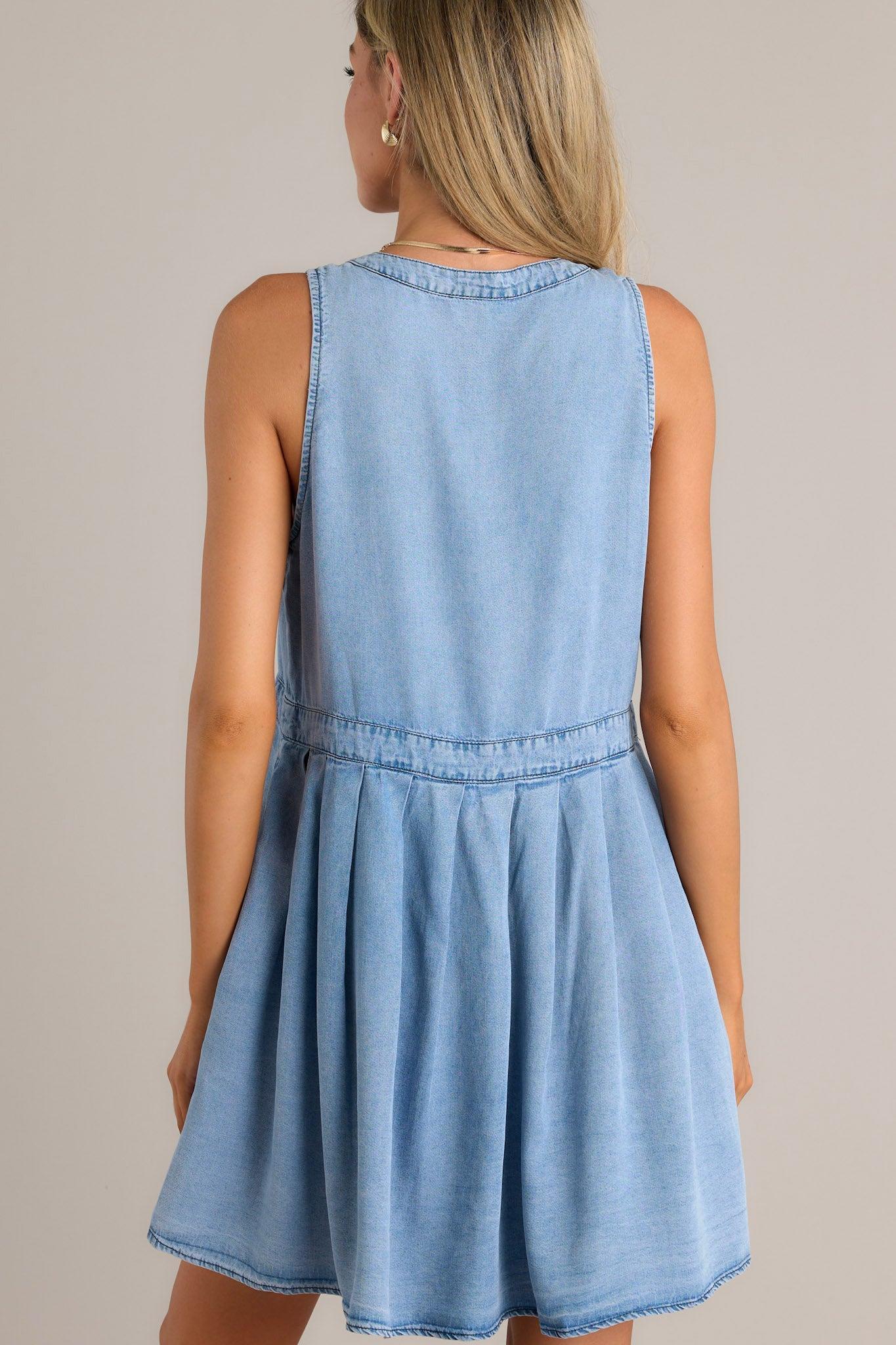 Whispers Of Grace Light Chambray Sleeveless Mini Dress Product Image