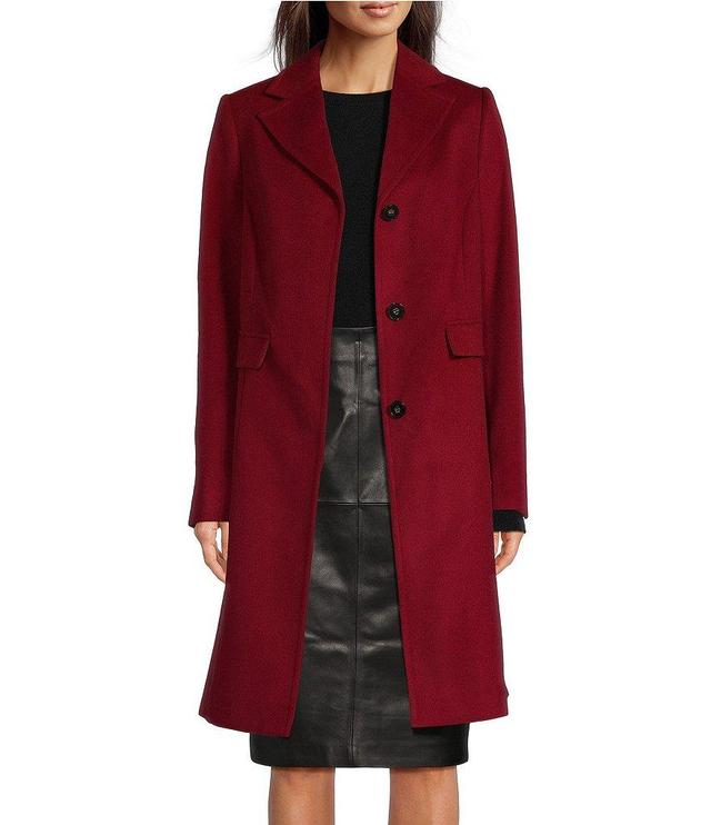 Katherine Kelly Pure Wool Notch Collar Long Sleeve Button Front Coat Product Image