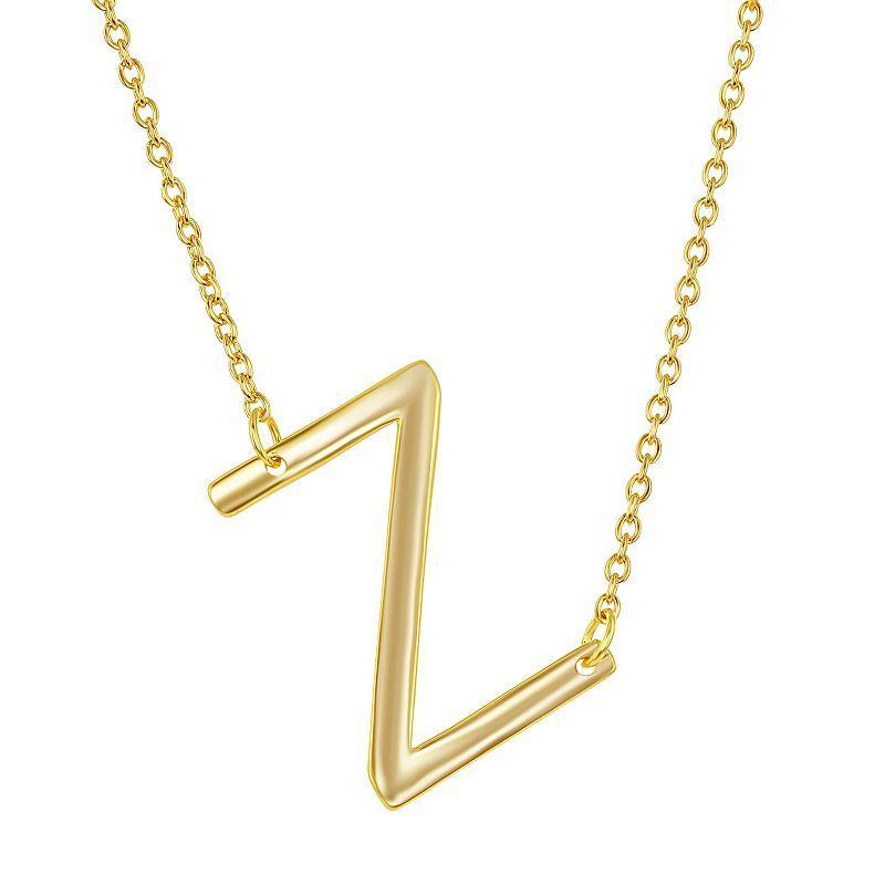 Sterling Silver Sideways Initial Necklace, Womens Gold Tone D Product Image