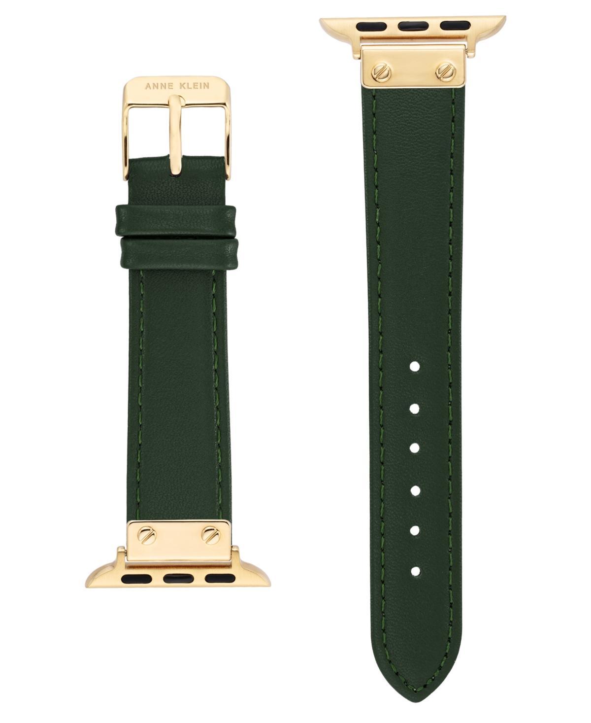 Anne Klein Womens Green Genuine Leather Band Compatible with 38/40/41mm Apple Watch - Green Product Image