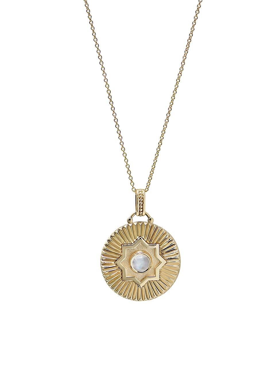 Womens Aztec Marakesh Moonstone Medallion 14K Yellow Gold & Moonstone Necklace Product Image