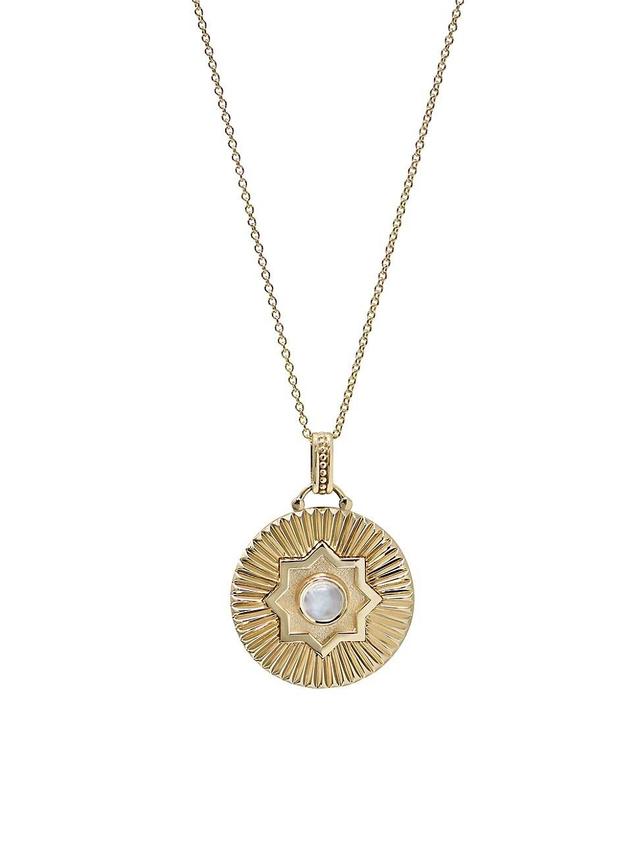 Womens Aztec Marakesh Moonstone Medallion 14K Yellow Gold & Moonstone Necklace Product Image