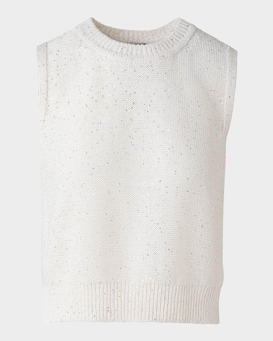 Micro Sequined Knit Sleeveless Sweater Product Image