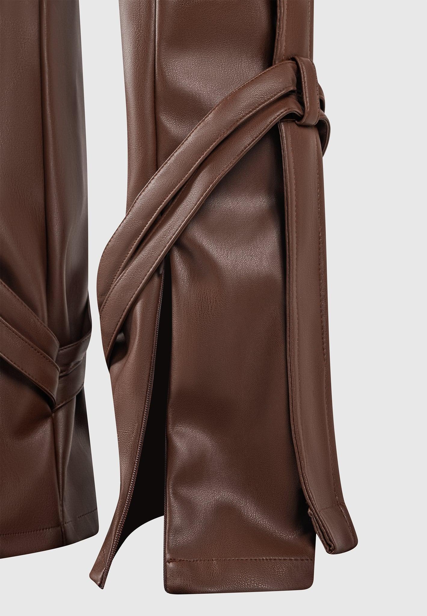 Leather Carpenter Cargo Trousers - Brown Female Product Image