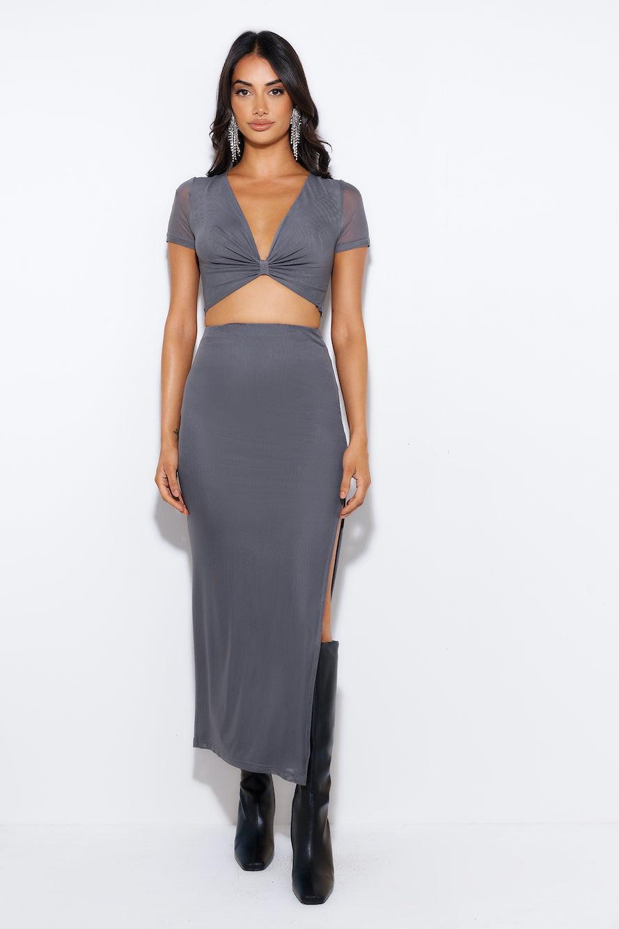 Energy For You Mesh Maxi Skirt Grey product image